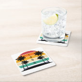 1995レトロストライプサンセットヴィンテージ スクエアペーパーコースター (インサイチュ)