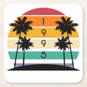 1995レトロストライプサンセットヴィンテージ スクエアペーパーコースター (正面)