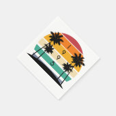 1995レトロストライプサンセットヴィンテージ スタンダードカクテルナプキン (角)