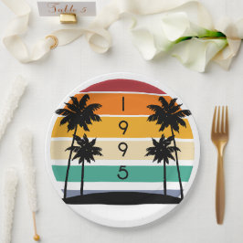 1995レトロストライプサンセットヴィンテージ ペーパープレート