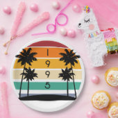 1995レトロストライプサンセットヴィンテージ ペーパープレート (パーティー)