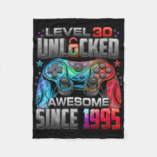 1995年生まれの30歳の誕生日おめでとう Level 30 解禁 すごい フリースブランケット (正面)