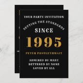 1995年誕生日 黒金パーソナライズ ギフト 彼へのプレゼント 招待状 (正面/裏面)