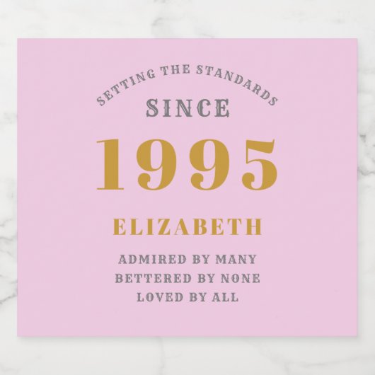 1995年30日生まれ生まれ名前Pink Gray追加 スパークリングワインラベル (シングルラベル)