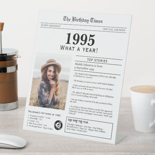 1995生まれ年の誕生日表 台座サイン (インサイチュ)