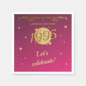 1995生まれ年30歳の誕生日パーティーデコレーションピンク スタンダードカクテルナプキン (正面)