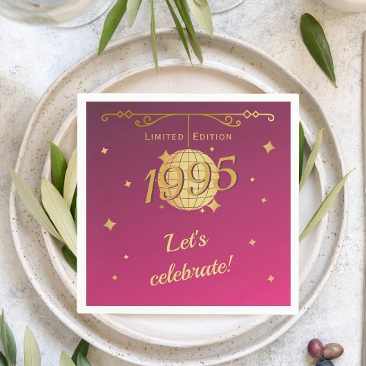 1995生まれ年30歳の誕生日パーティーデコレーションピンク スタンダードカクテルナプキン