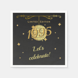 1995生まれ年30歳の誕生日パーティーデコレーションブラック スタンダードカクテルナプキン