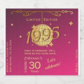 1995生まれ年30歳の誕生日パーティーピンクのビールラベル ビールラベル (シングルラベル)