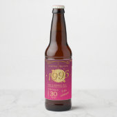1995生まれ年30歳の誕生日パーティーピンクのビールラベル ビールラベル (正面)