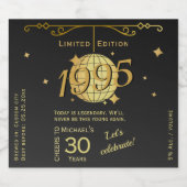 1995生まれ年30歳の誕生日パーティーブラックビールラベル ビールラベル (シングルラベル)