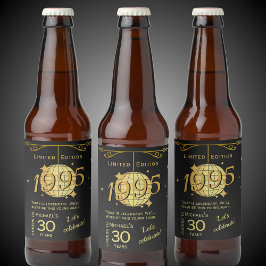 1995生まれ年30歳の誕生日パーティーブラックビールラベル ビールラベル