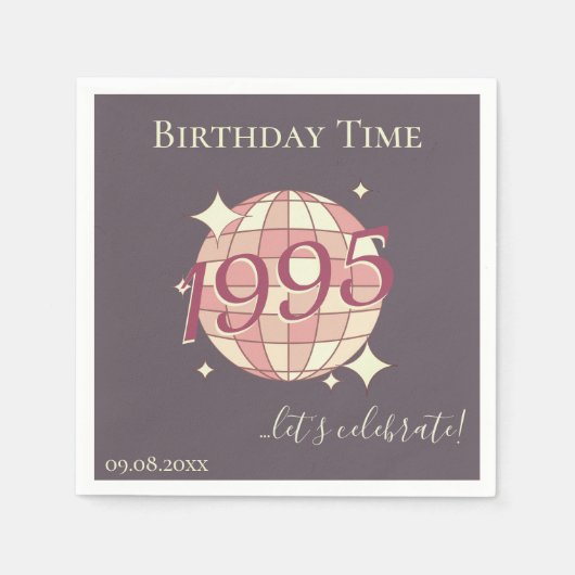 1995生まれ年30th birthday table decorのナプキンス スタンダードカクテルナプキン (正面)