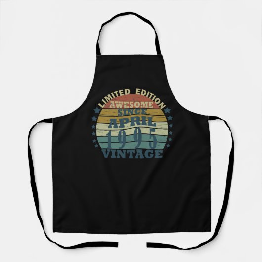 1995生まれ年4月のヴィンテージ誕生日 エプロン (正面)