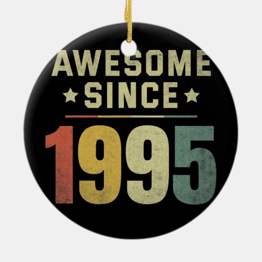 1995素晴らし年から27番目の誕生日レトロ男性の女性 セラミックオーナメント (裏面)