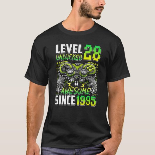 1995 28誕生日以素晴らし降のレベル28のロック解除 Tシャツ (正面)
