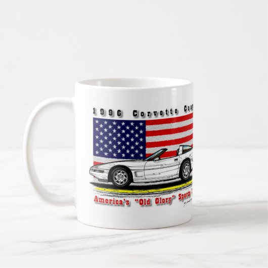 1996年のコルベットのクーペのコーヒー・マグ コーヒーマグカップ (左)