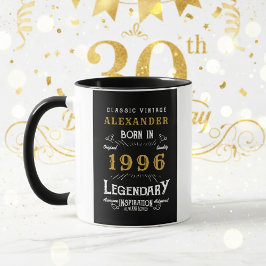 1996年生まれのあなたへ 30歳の誕生日をお祝い ブラックヴィンテージ風デザイン マグカップ