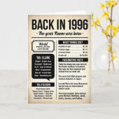 1996年生まれのための30歳の誕生日おもしろ豆知識カード カード (黄色い花)