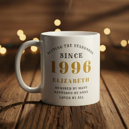 1996年生まれの30歳の誕生日をお祝いする名前入りデザイン コーヒーマグカップ