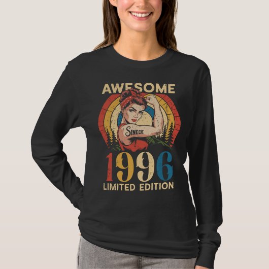 1996年生まれレトロ30代女性の誕生日おめでとう Tシャツ (正面)