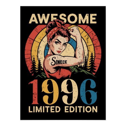 1996年生まれレトロ30歳の女性の誕生日 ポスター (正面)