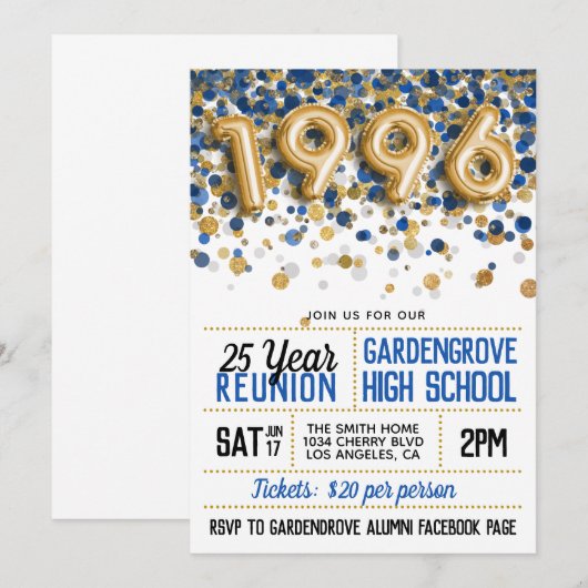 1996年高校懇親会 招待状 (正面/裏面)