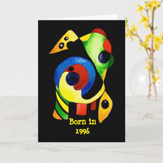 1996生まれ年の誕生日おもしろい事実 カード (黄色い花)