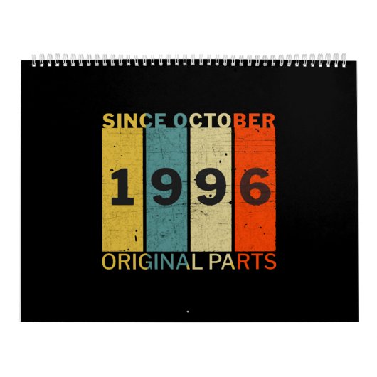 1996生まれ年10月の誕生日おもしろいレトロ引用文 カレンダー (カバー)