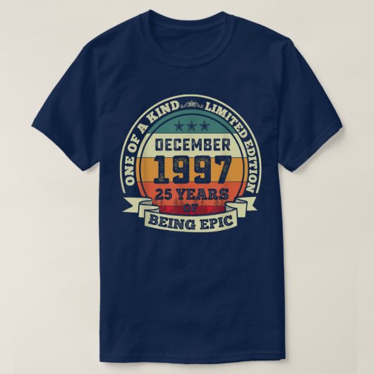 1997年12月25誕生日ギフト25年 Tシャツ (デザイン正面)
