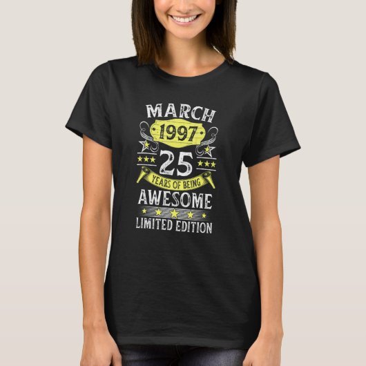 1997年3月以来すばらしいヴィンテージ25歳 Tシャツ (正面)