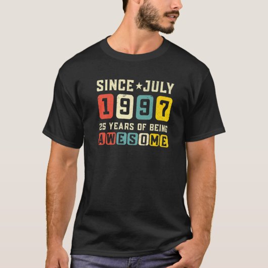 1997年7素晴らし月以来25誕生日ヴィンテージ Tシャツ (正面)