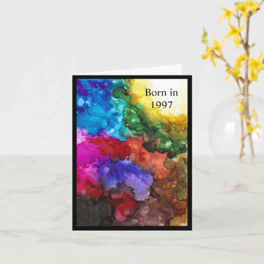 1997生まれ年の誕生日おもしろいファクト・カード カード (黄色い花)