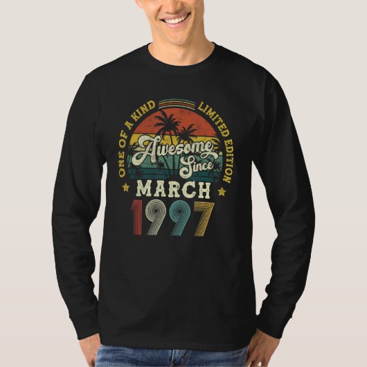 1997素晴らし年3月以来ヴィンテージ25誕生日 Tシャツ (正面)