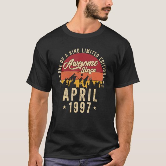 1997素晴らし年4月以来、ヴィンテージ25誕生日 Tシャツ (正面)