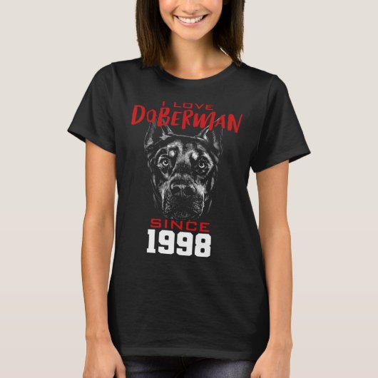 1998年からドーベルマンが好き Tシャツ (正面)