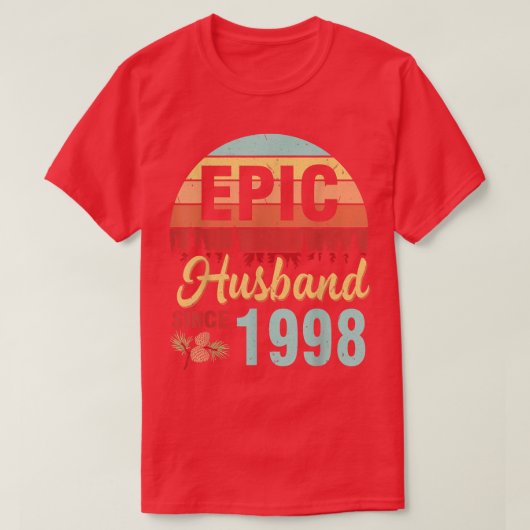 1998年の記念日から結婚の叙事詩結婚した夫 Tシャツ (デザイン正面)