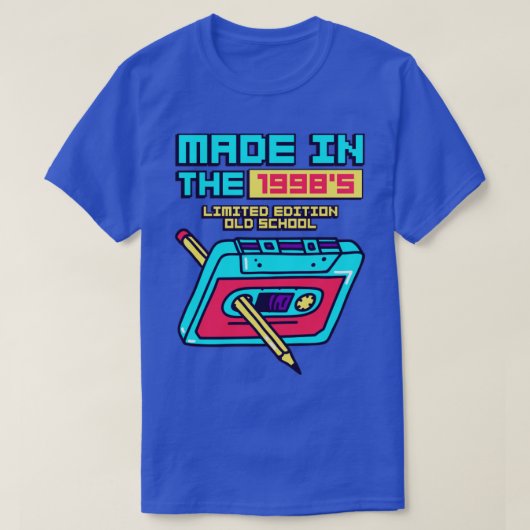1998年代のカセットテープにレトロ Tシャツ (デザイン正面)
