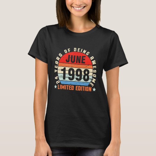 1998年6月誕生日24歳素晴らし Tシャツ (正面)