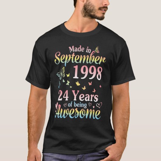 1998年9月に24年の幸福を得て作られ素晴らしる Tシャツ (正面)