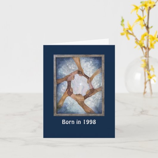 1998生まれ年の誕生日おもしろい事実 カード (黄色い花)