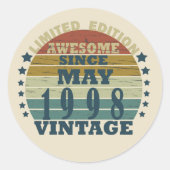 1998生まれ年の誕生日ギフト ラウンドシール (正面)