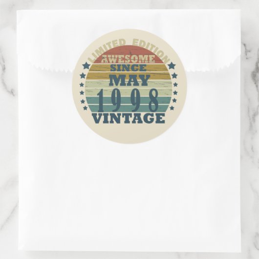 1998生まれ年の誕生日ギフト ラウンドシール (バッグ)