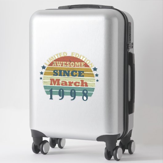 1998生まれ年3月のヴィンテージ誕生日 シール (スーツケース)