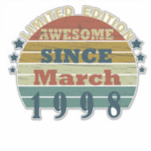 1998生まれ年3月のヴィンテージ誕生日 シール (正面)