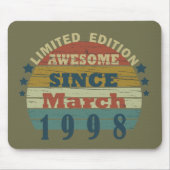 1998生まれ年3月のヴィンテージ誕生日 マウスパッド (正面)