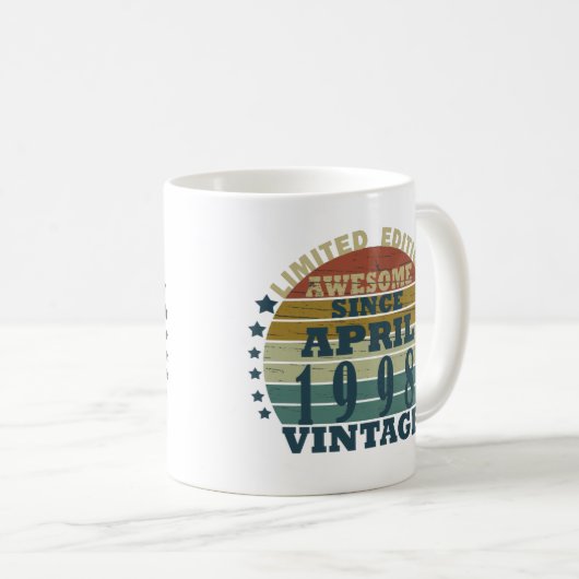 1998生まれ年4月のヴィンテージ誕生日 コーヒーマグカップ (正面右)
