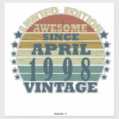 1998生まれ年4月のヴィンテージ誕生日 シール (シート)