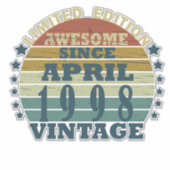 1998生まれ年4月のヴィンテージ誕生日 シール (正面)