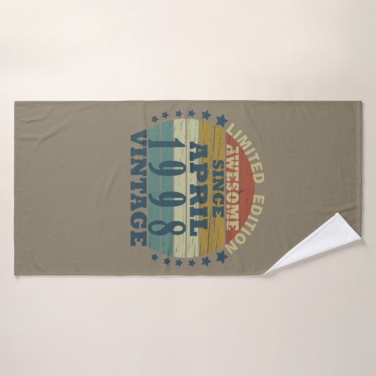 1998生まれ年4月のヴィンテージ誕生日 バスタオル (バスタオル)